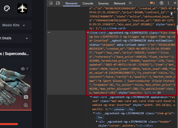 Step 2: Locate data-csfloat-data